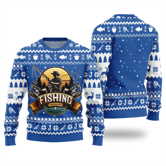 Personalized Team Name Fishing Ugly Sweater