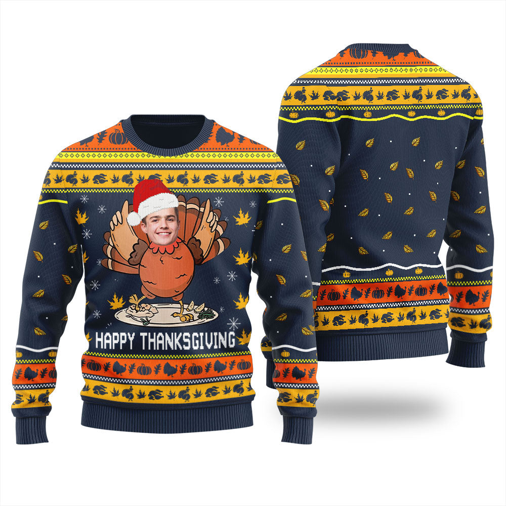 Personalized Turkey Christmas Sweater With Picture For Women