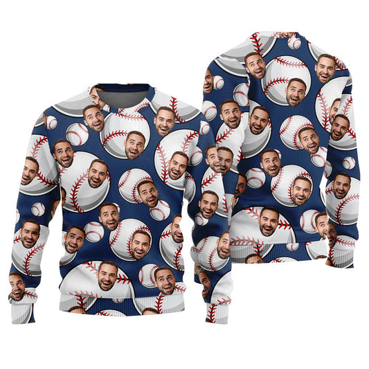 Personalized Ugly Christmas Sweater Baseball