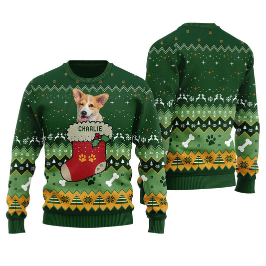 Personalized Ugly Christmas Sweater With Dog Face For Men