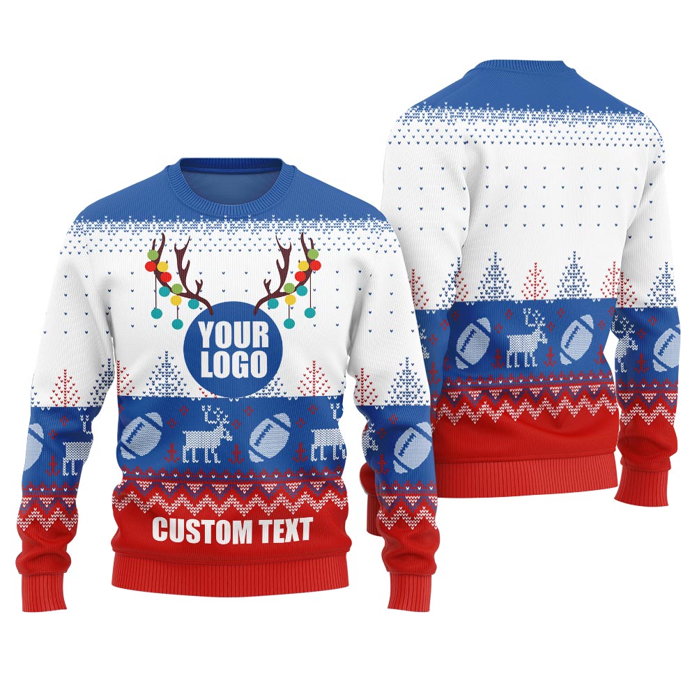 Personalized Football Xmas Sweater With Logo And Text Women