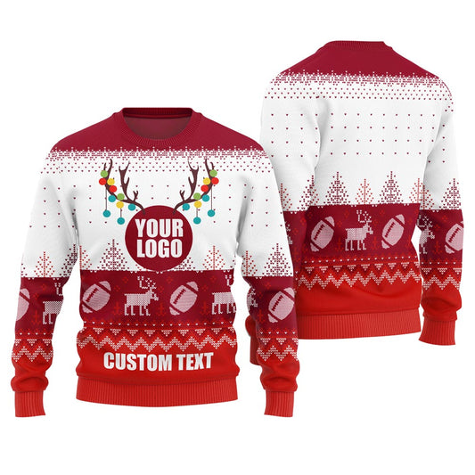Personalized Football Xmas Sweater With Logo And Text Women