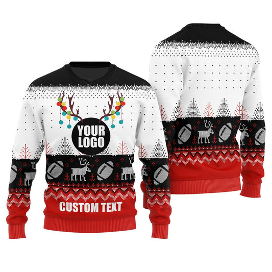 Personalized Football Xmas Sweater With Logo And Text Women