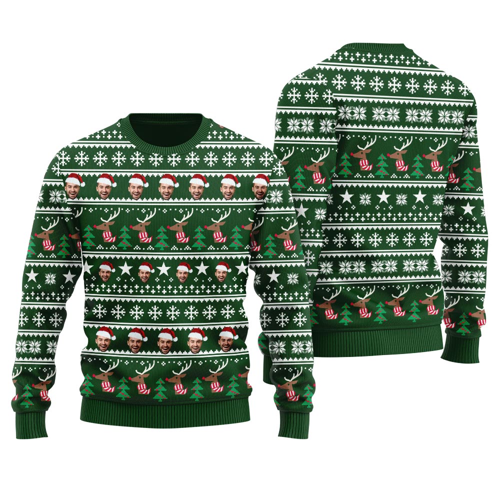 Personalized Ugly Christmas Sweater With Many Faces For Women