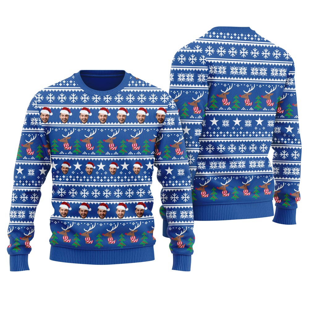 Personalized Ugly Christmas Sweater With Many Faces For Women