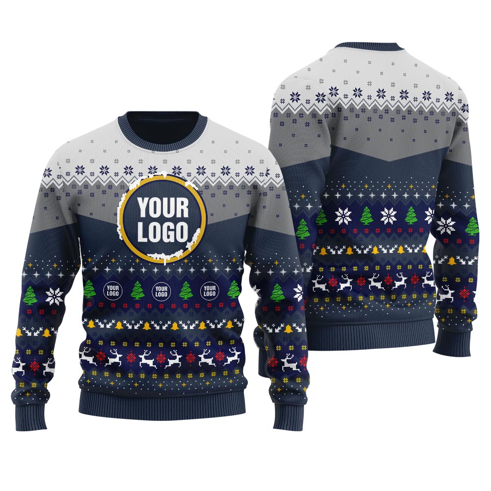 Personalized Ugly Christmas Sweater With Multiple Logo For Men