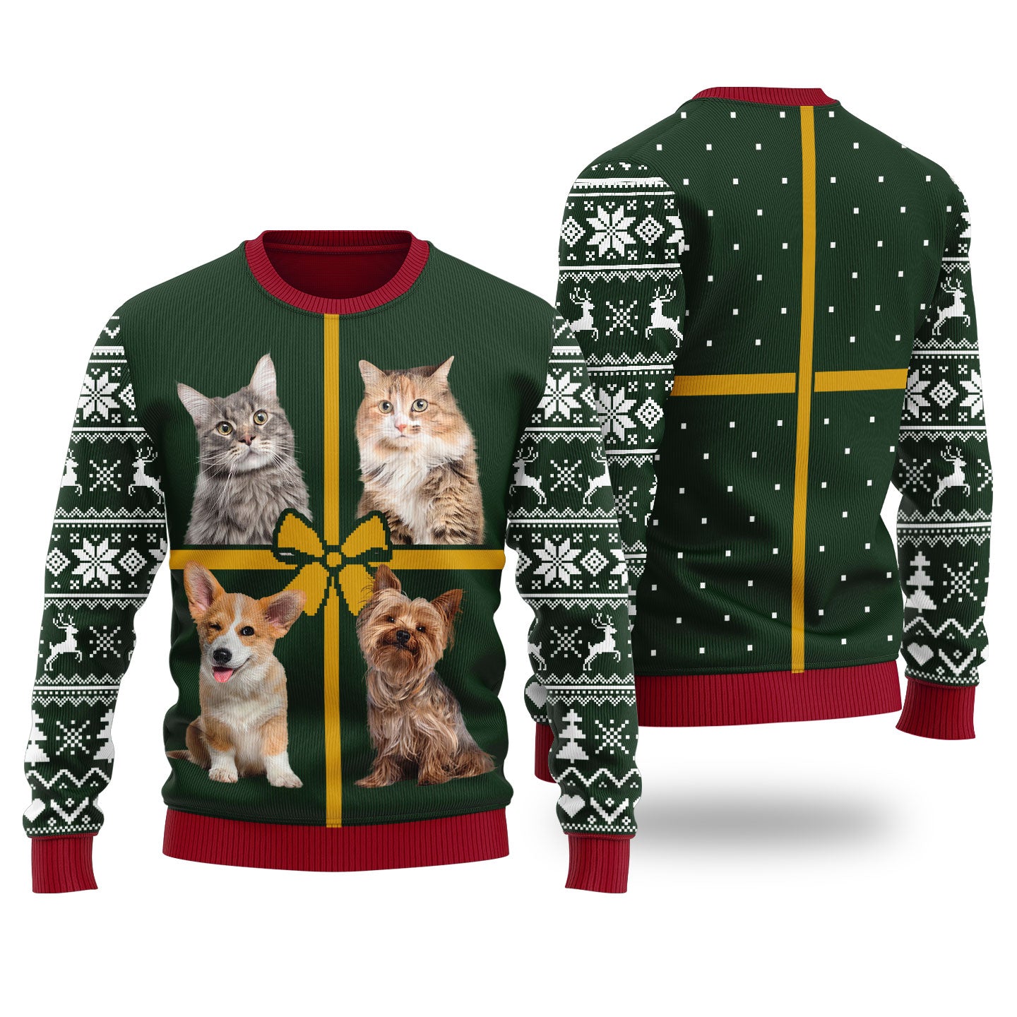 Personalized Ugly Christmas Sweater With Multiple Pets For Women