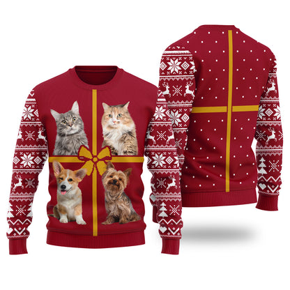 Personalized Ugly Christmas Sweater With Multiple Pets For Women