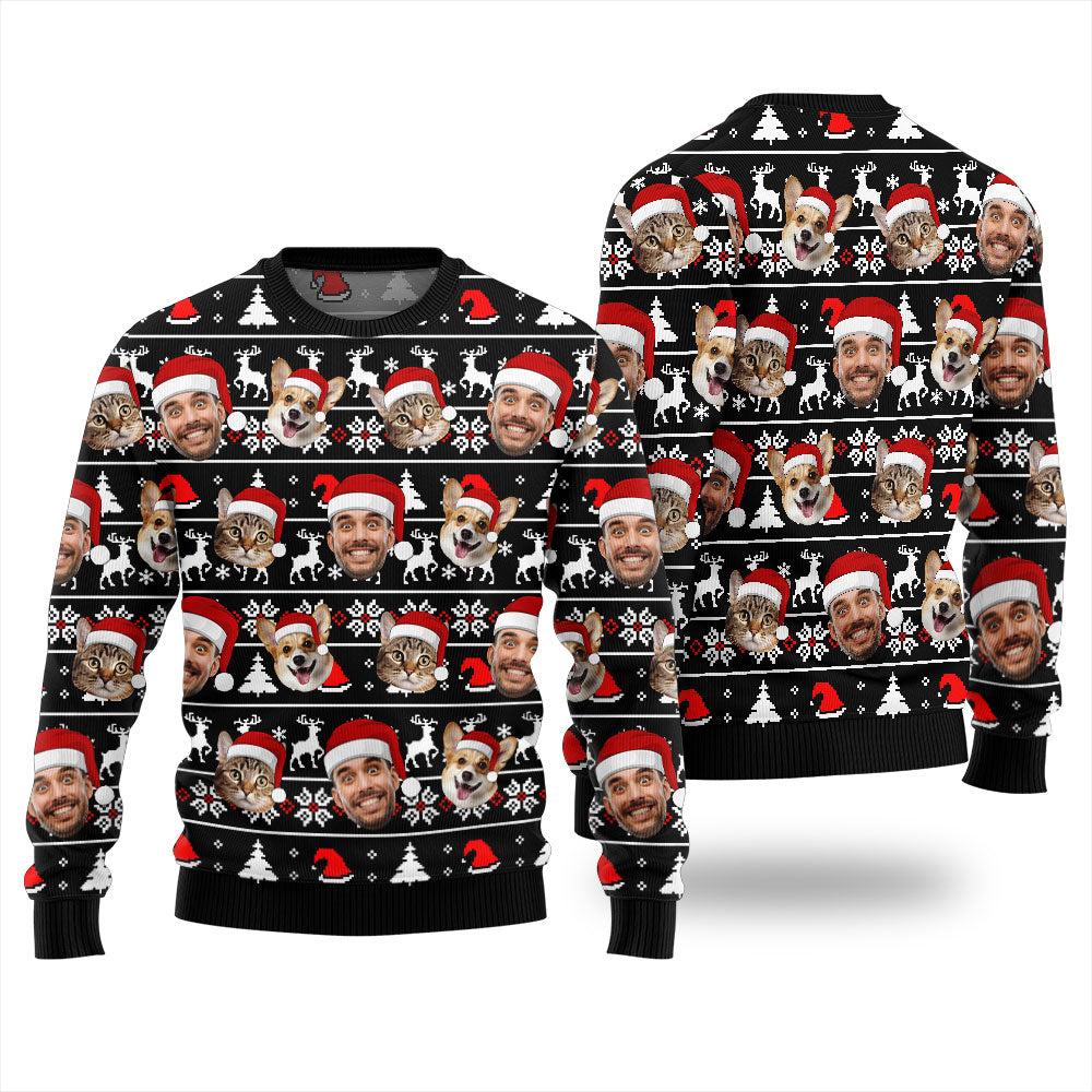 Personalized Xmas Sweater With Face And Pet