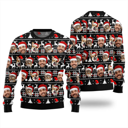 Personalized Xmas Sweater With Face And Pet