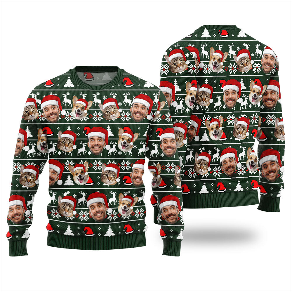 Personalized Xmas Sweater With Face And Pet
