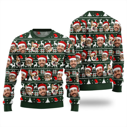 Personalized Xmas Sweater With Face And Pet