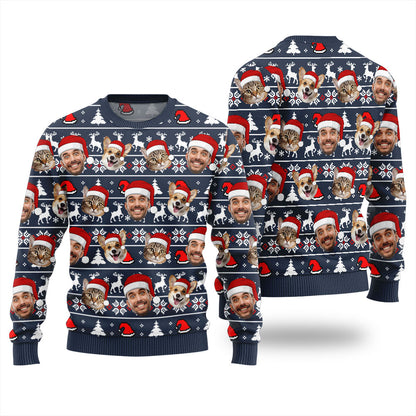 Personalized Xmas Sweater With Face And Pet