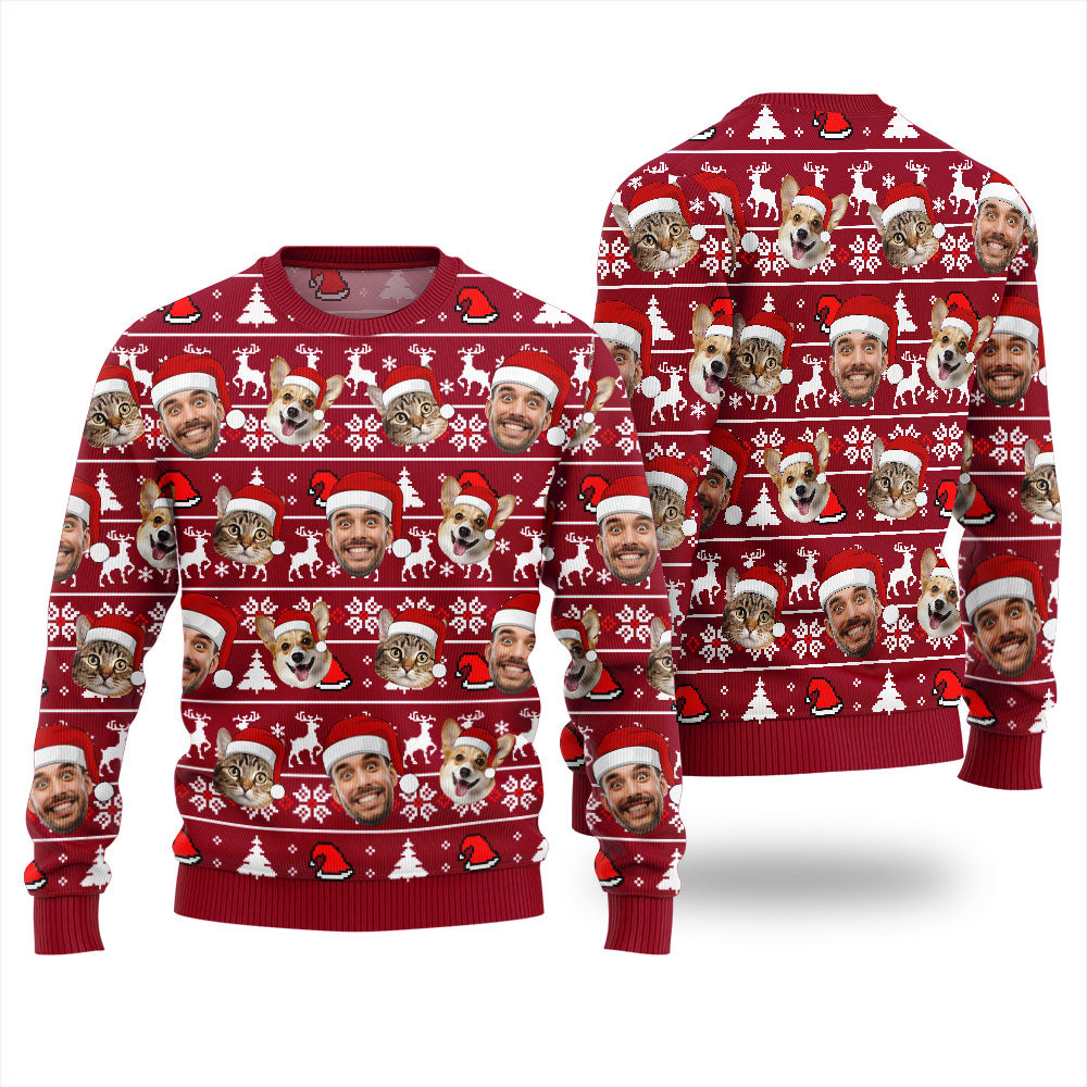 Personalized Xmas Sweater With Face And Pet