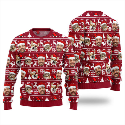 Personalized Xmas Sweater With Face And Pet