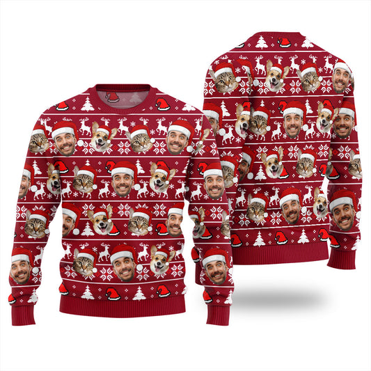 Personalized Xmas Sweater With Face And Pet