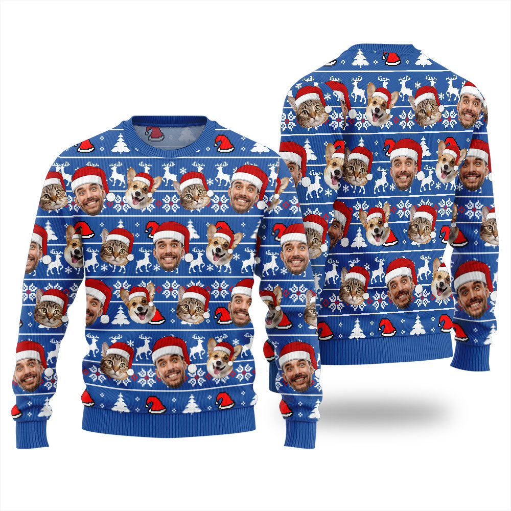 Personalized Xmas Sweater With Face And Pet