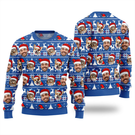 Personalized Xmas Sweater With Face And Pet