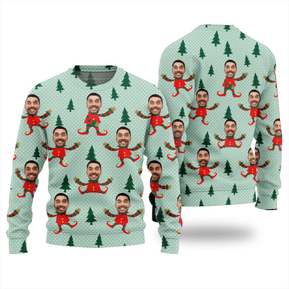 Personalized Your Face Elf Ugly Christmas Sweater