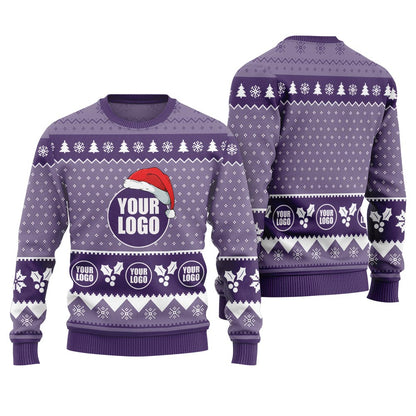 Personalized Your Logo Christmas Sweater Purple