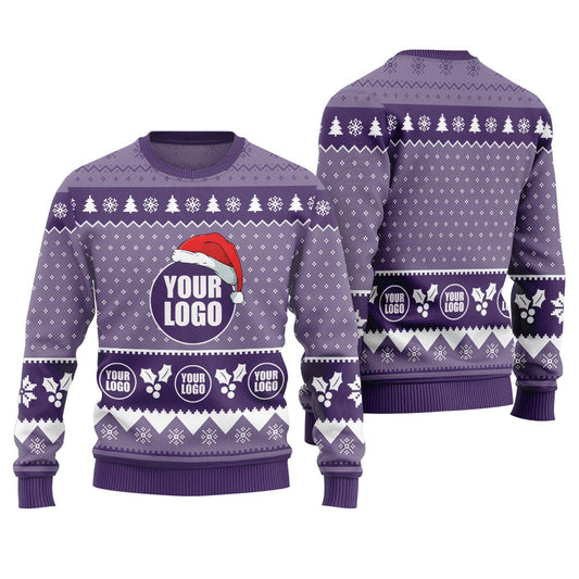 Personalized Your Logo Christmas Sweater Purple