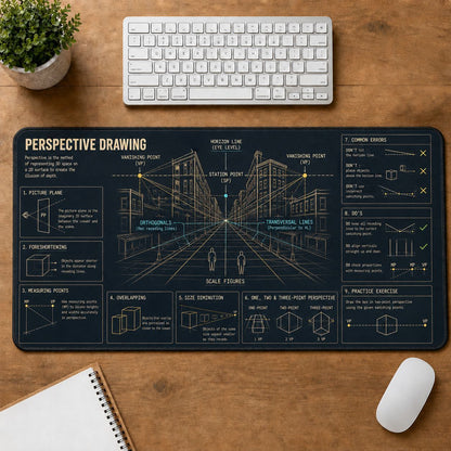 Perspective Drawing Creative Reference Guide Desk Mat | 5To9Vibe