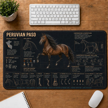 Peruvian Paso Horse Horse and Equestrian Visual Guide Desk Mat | 5To9Vibe