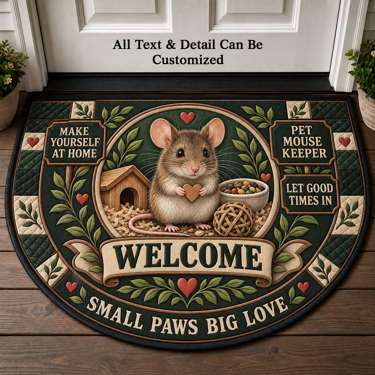 Pet Mouse Keeper Personalized Half Round Mat | 5To9Vibe