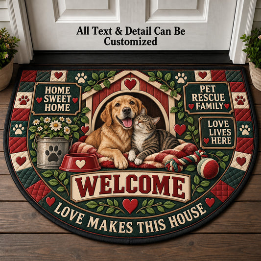 Pet Rescue Family Personalized Half Round Mat | 5To9Vibe