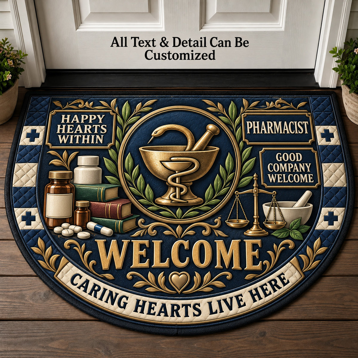 Pharmacist Personalized Half Round Mat | 5To9Vibe