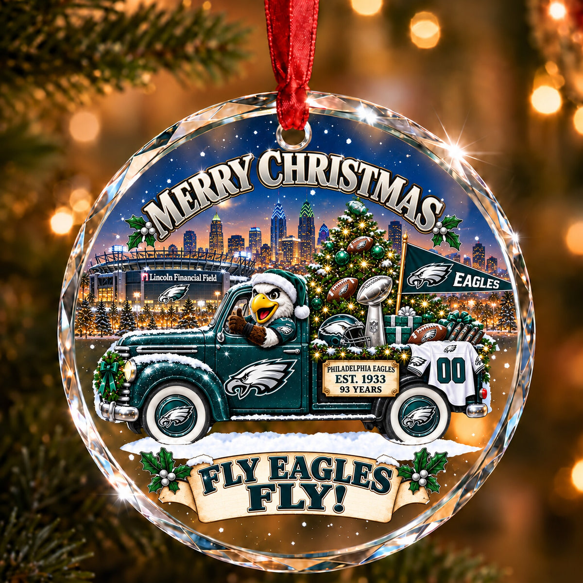 Football team Style 26 Glass Ornament mockup | 5To9Vibe