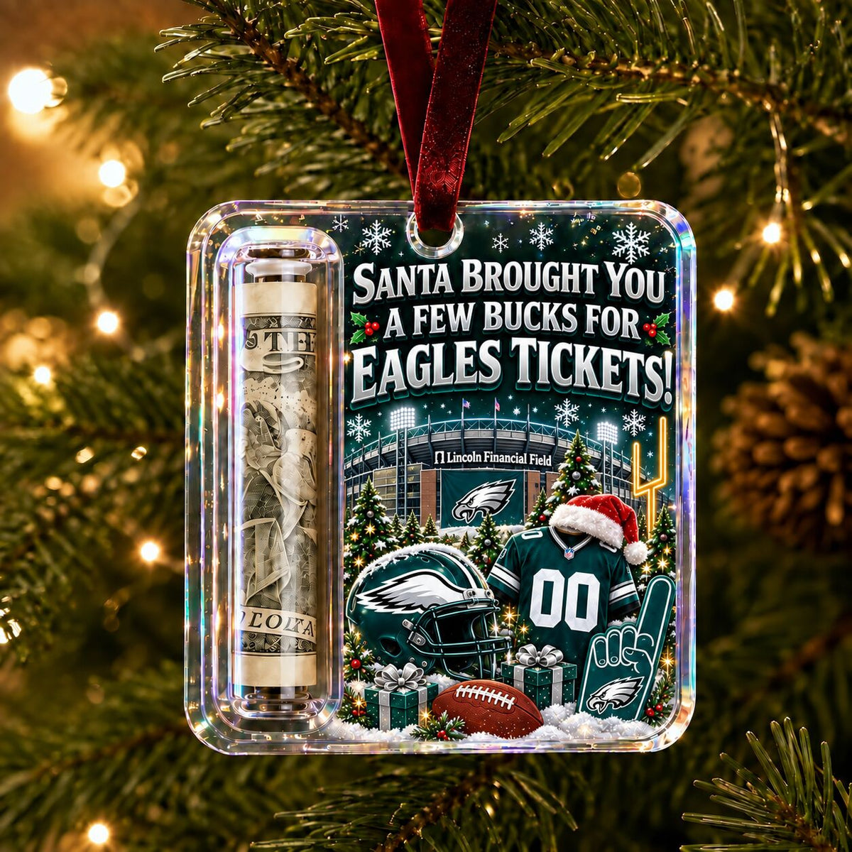 All Football Teams Football Stadium Christmas Money Holder Glass Ornament - 5to9vibe
