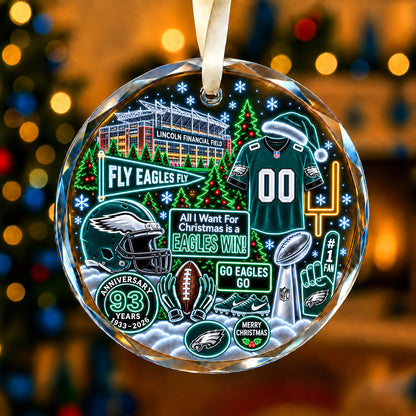 All Football Teams Christmas Neon Stadium Snow Glass Ornament With Gift Box - 5to9vibe
