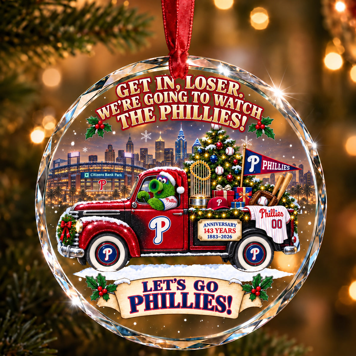Baseball team Style 21 Glass Ornament mockup | 5To9Vibe