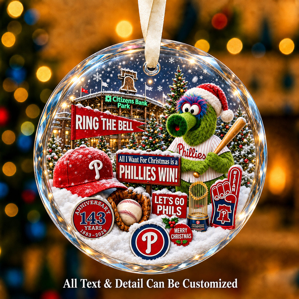 Baseball team Style 21 Glass Ornament mockup | 5To9Vibe