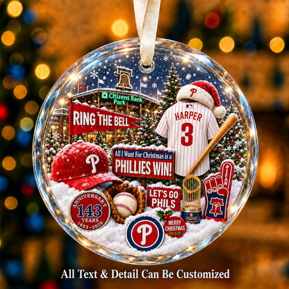 Philadelphia Phillies Jersey Snow Globe Glass Ornament