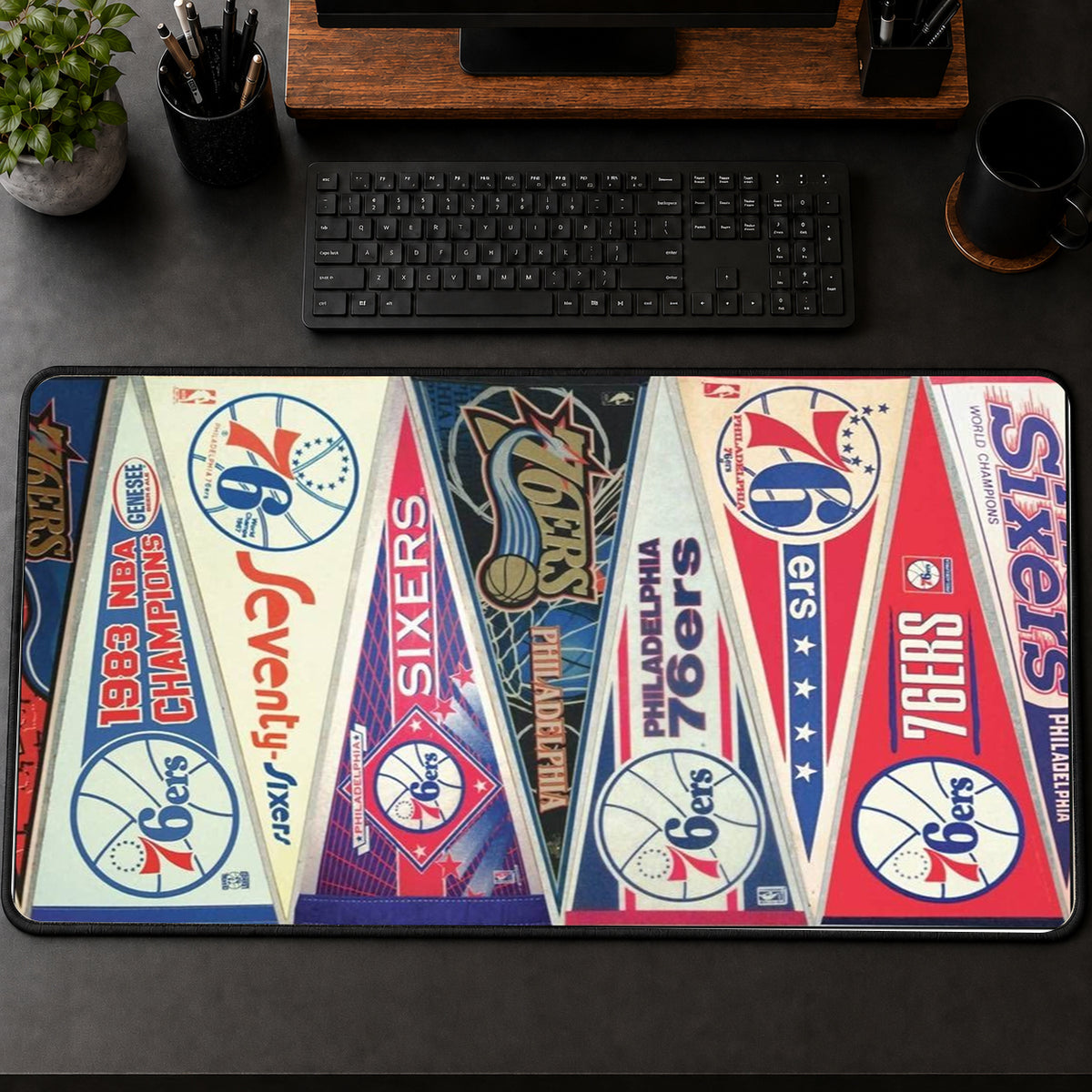 All Basketball Teams Vintage Pennant Anniversary For Fans Desk Mat Mouse Pad Trending - 5to9vibe