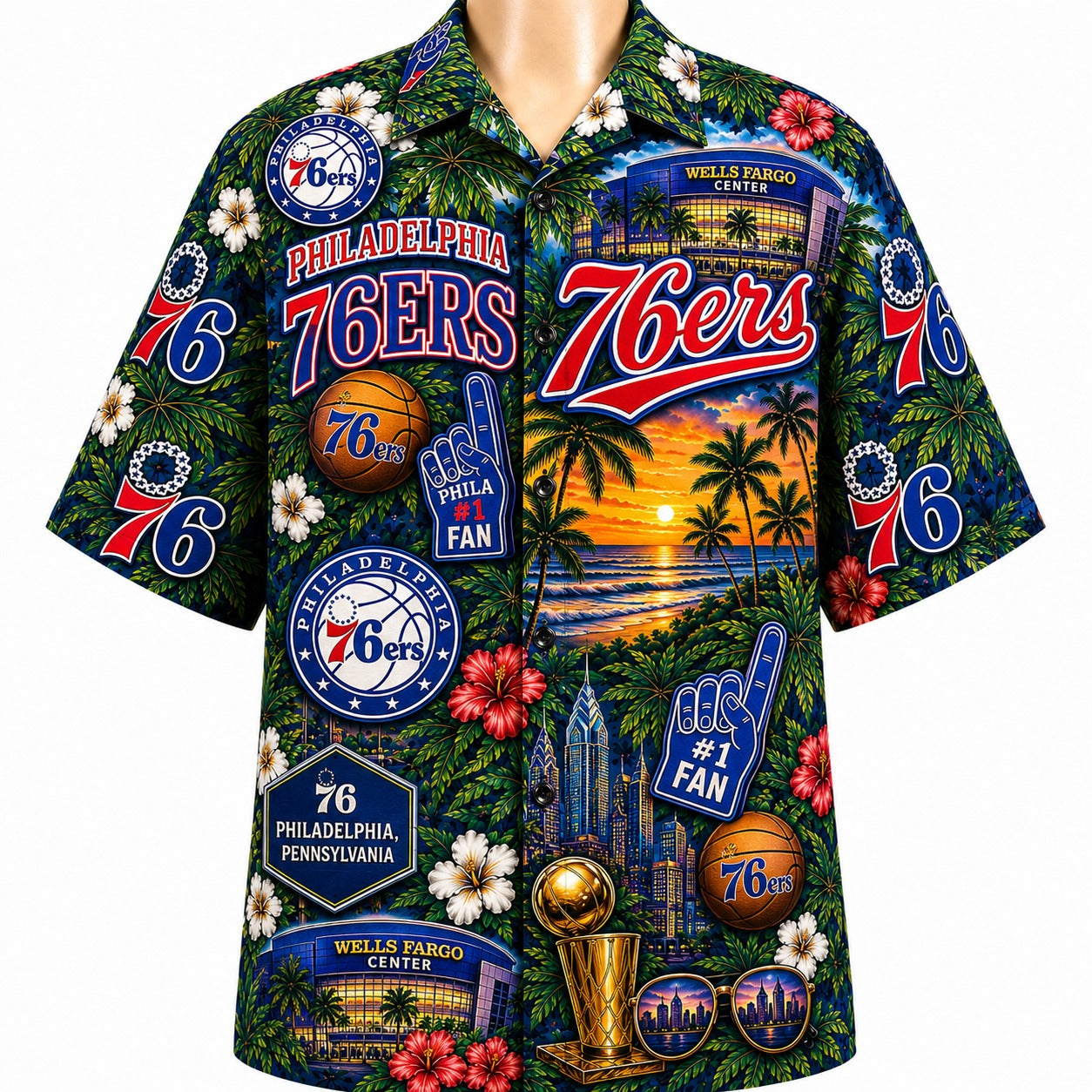 All Basketball Teams Tropical Sunset Paradise Pattern Vibe Summer Party Button-Up Unisex Hawaiian Shirt For Men and Women