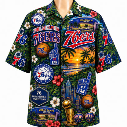 All Basketball Teams Tropical Sunset Paradise Pattern Vibe Summer Party Button-Up Unisex Hawaiian Shirt For Men and Women