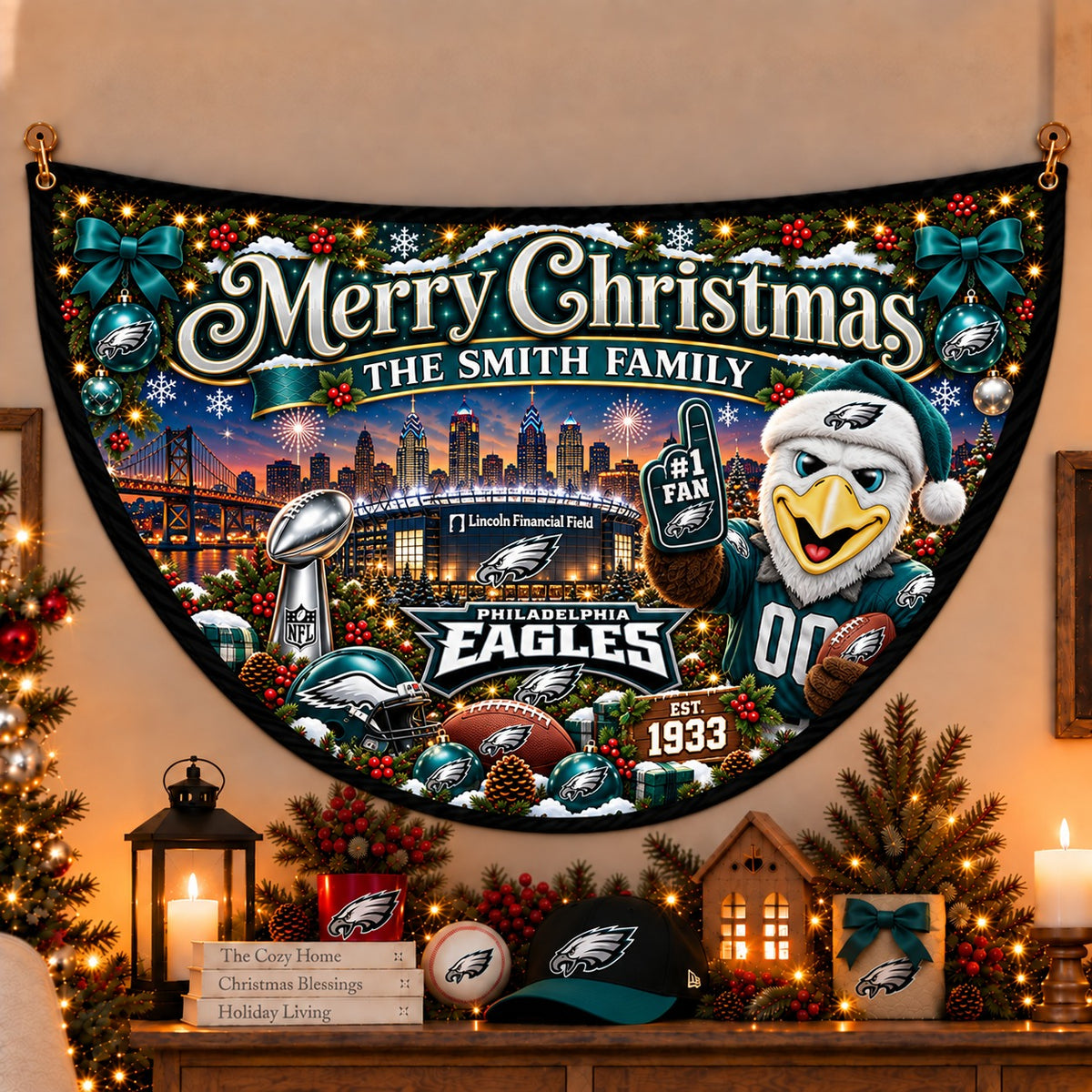 All Football Teams Personalized Christmas Night Bunting Flag - 5to9vibe
