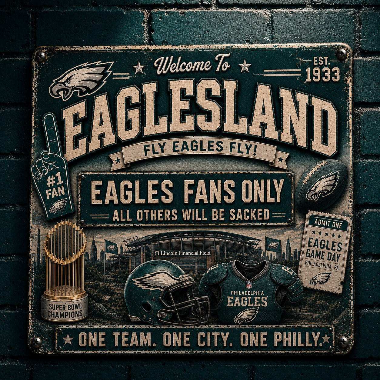 All Football Fans Teams Rustic Only Vintage Metal Sign - 5to9vibe