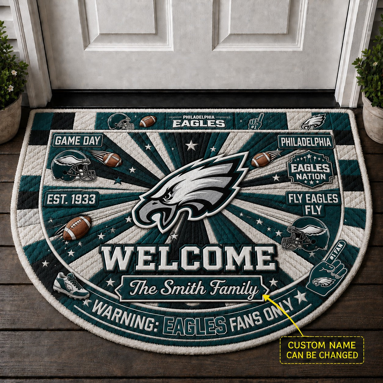 Official-Inspired Football Fan Custom Premium Welcome Mat – Personalized Doormat