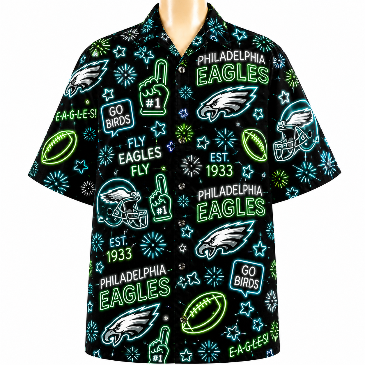 All Football Teams Neon Vibe Summer Button-Up Unisex Hawaiian Shirt For Men and Women