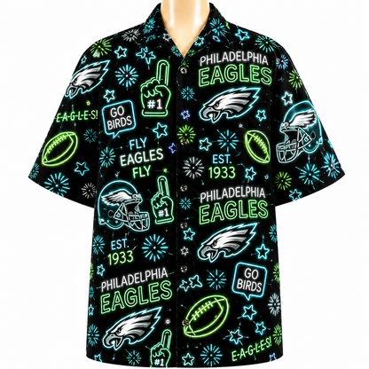 All Football Teams Neon Vibe Summer Button-Up Unisex Hawaiian Shirt For Men and Women
