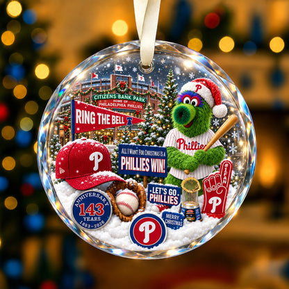 All Baseball Teams Christmas Snow Vibe Round Glass Ornament  With Red Gift Box | 5to9vibe