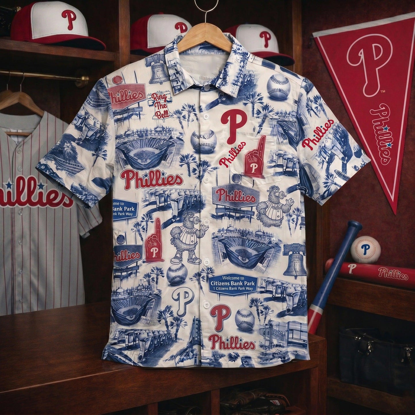 PP Baseball Stadium Slogan Legacy Edition Vintage Unisex Button-Up Hawaiian Shirt
