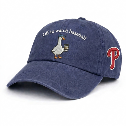 Off to watch Baseball Embroidered Logo Premium Baseball Cap