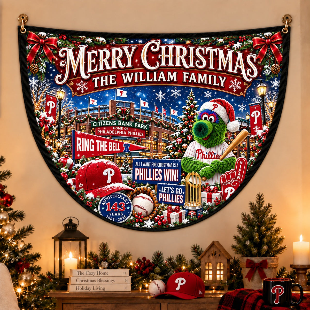 All Baseball Teams Personalized Christmas Night Bunting Flag - 5to9vibe