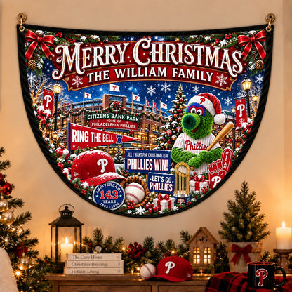 All Baseball Teams Personalized Christmas Night Bunting Flag - 5to9vibe