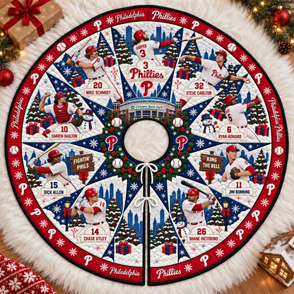 All Baseball Teams Vintage Players & Stadium Holiday Quilt Christmas Skirt Tree for Baseball Fans - 5To9Vibe